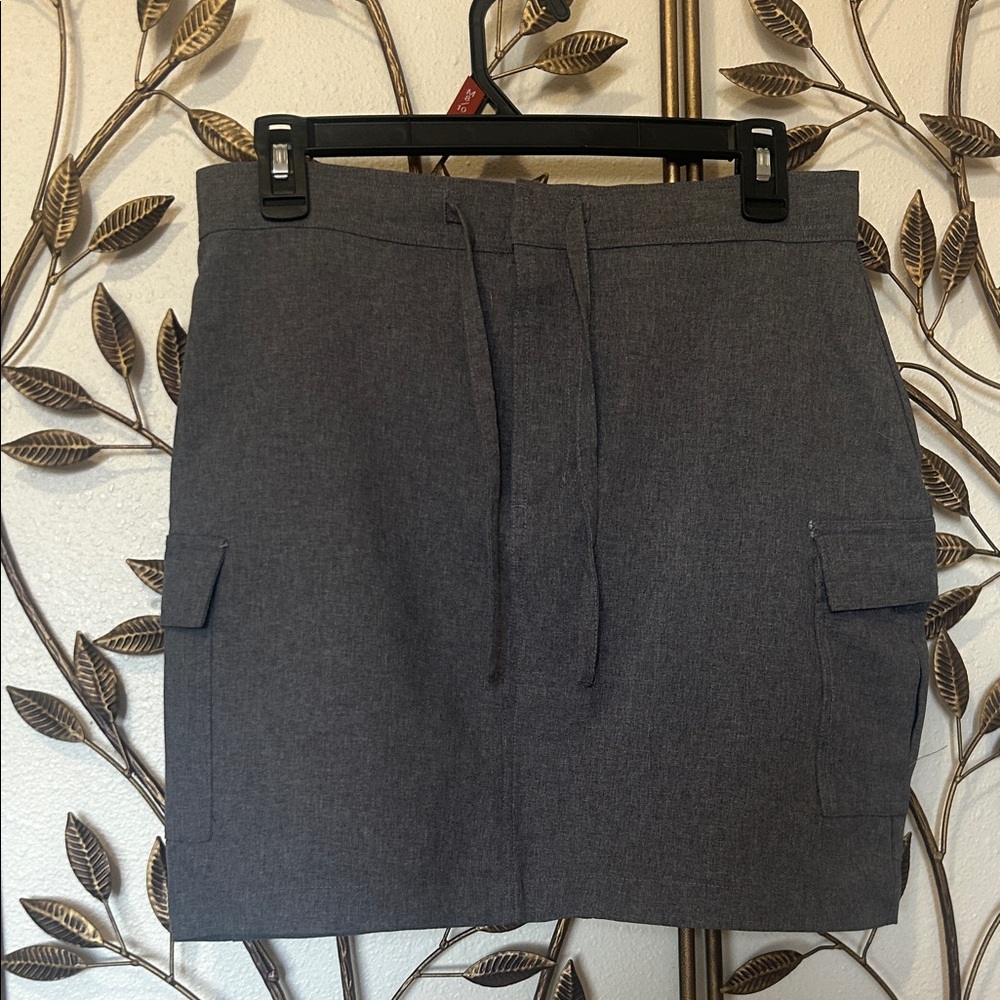 Charcoal Gray Mini Skirt with Cargo Pockets